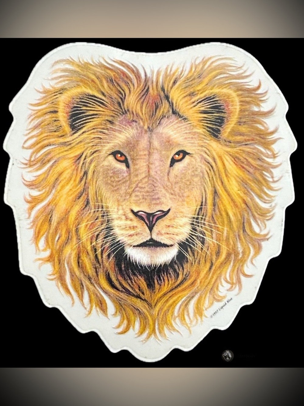 Vintage 1997 Liquid Blue Lion Head Die-Cut Sticker Liquid Blue